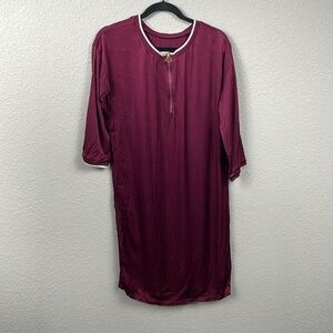 Minus Ennis Dress Minimalist Cabernet Zip Neck Sporty Shift Sz 36
